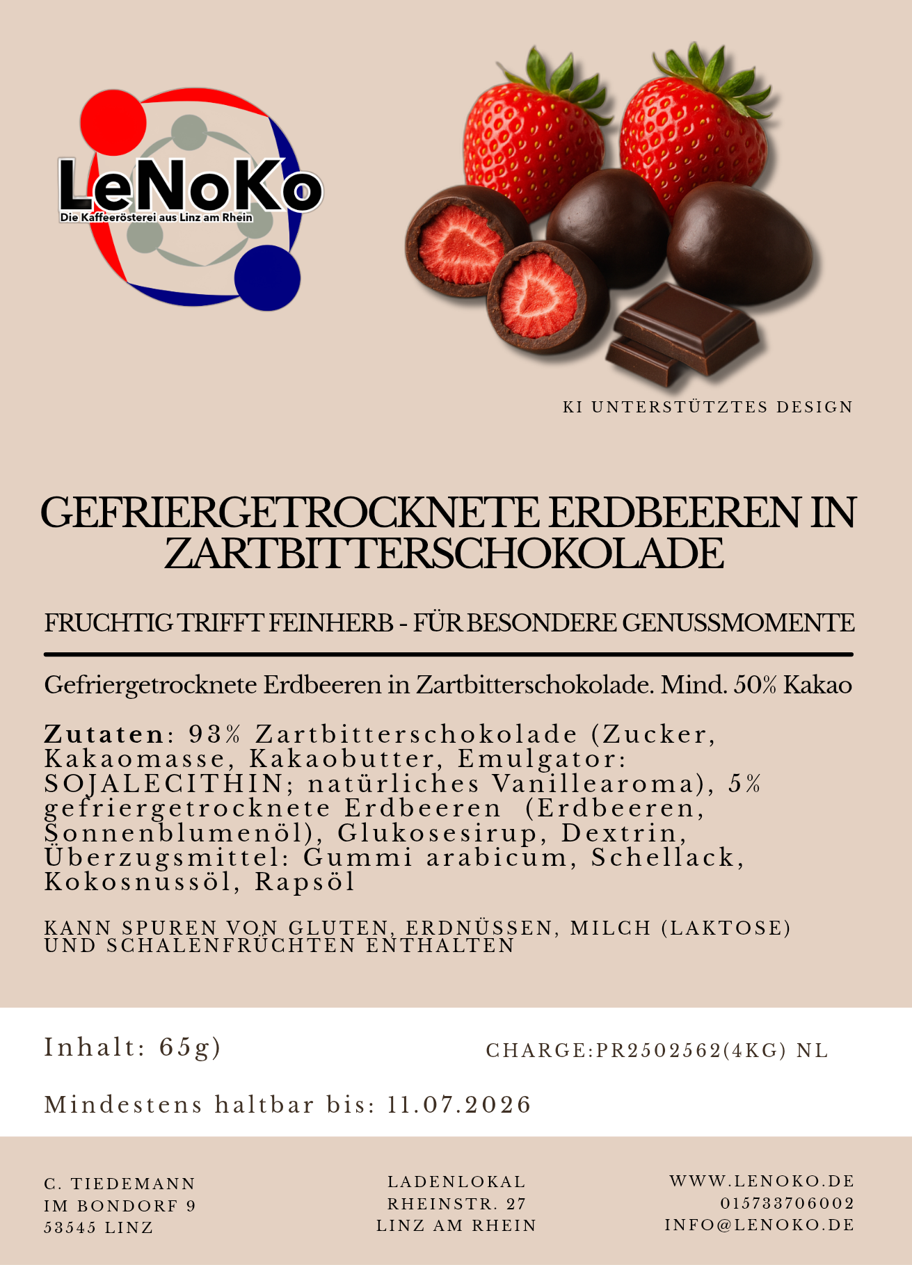 Aktions-Angebot: Gefriergetrocknete schokolierte Erdbeeren 🍫🍓 zu jedem Espresso- oder Kaffee- Bundle 4x500g gratis dazu