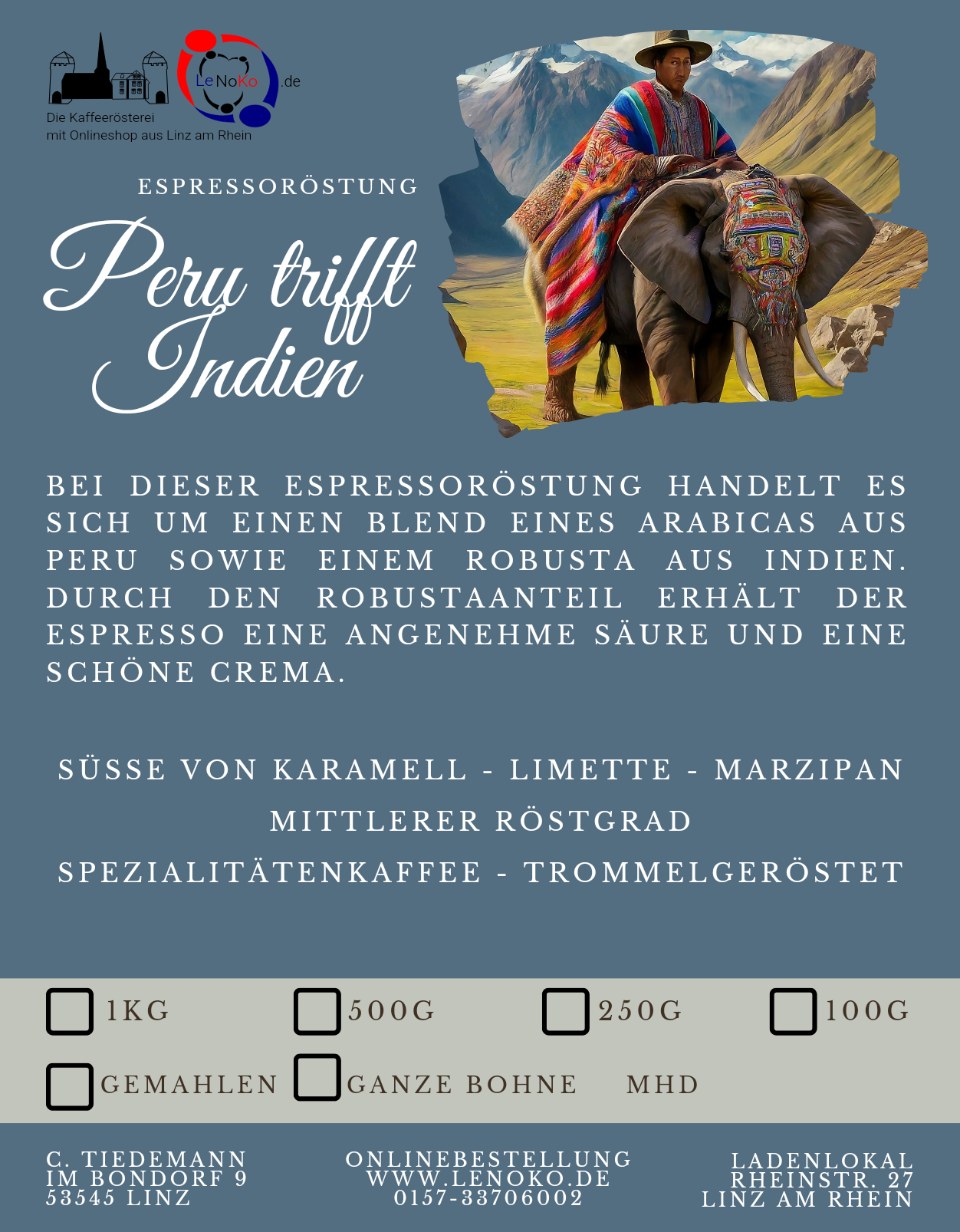 Espresso Peru trifft Indien